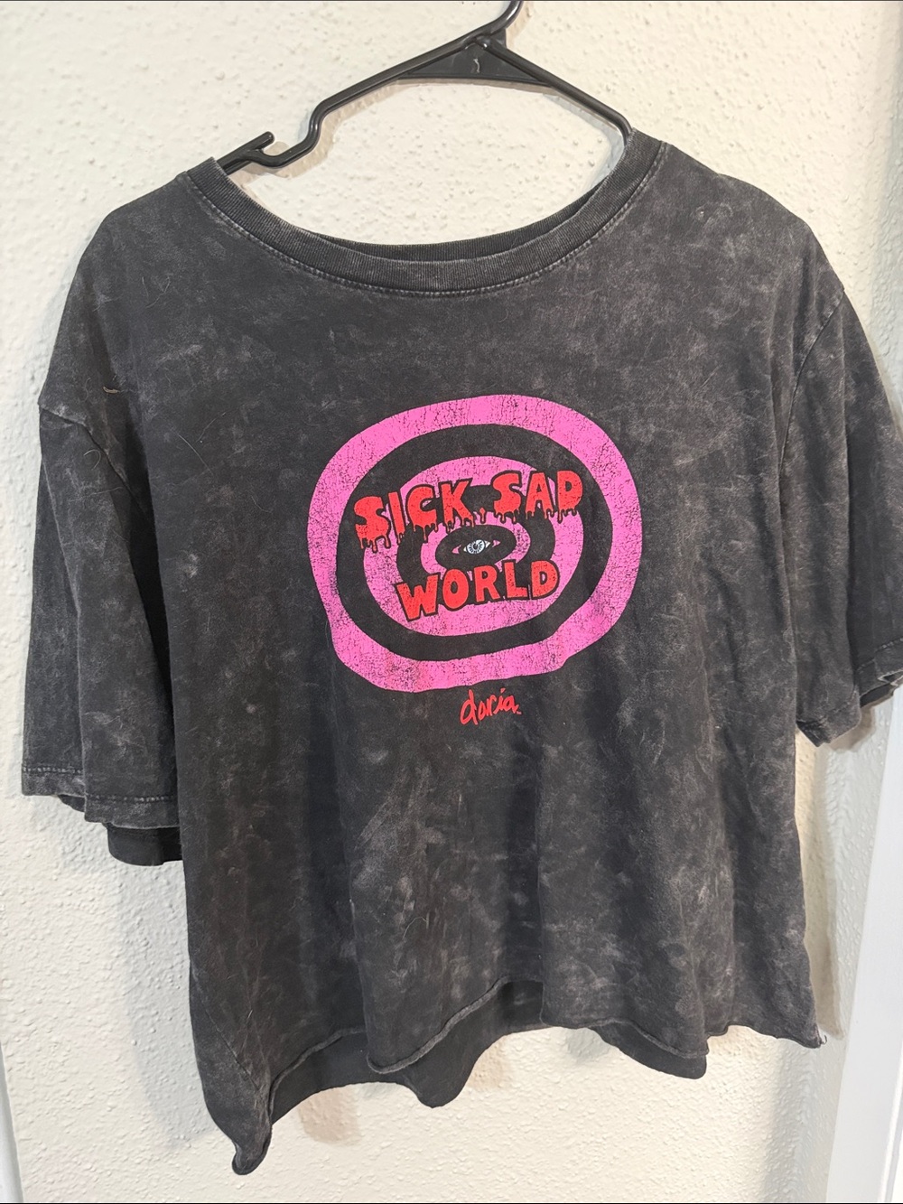 MTV Black Acid-Wash Graphic Tee with Pink Logo